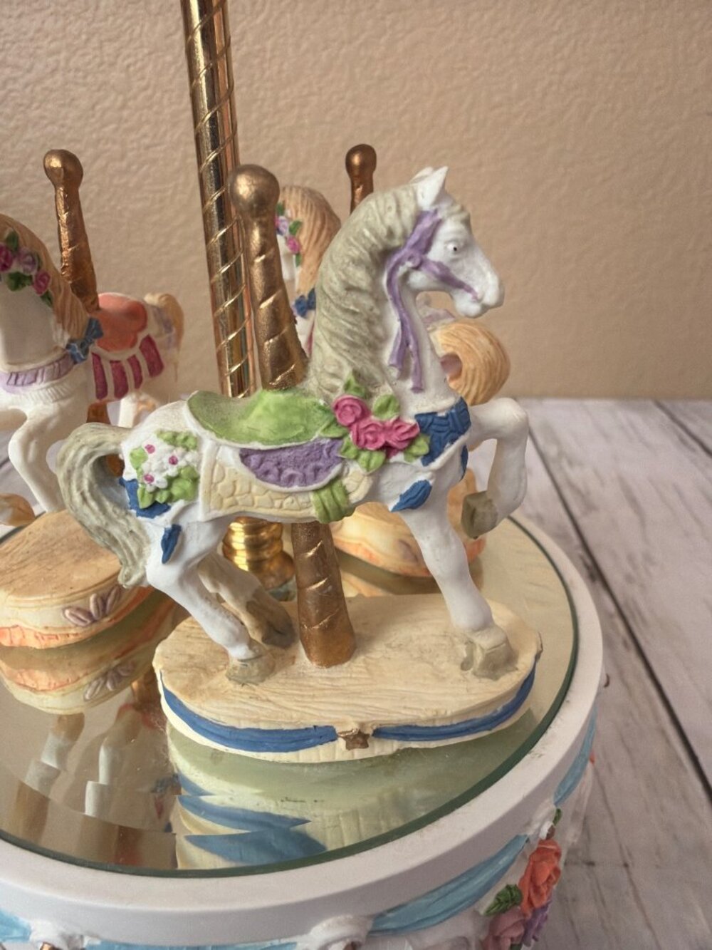 Vintage Wind-Up Music Box Nursery Decor Plays Carousel Waltz - Picture 8 of 12